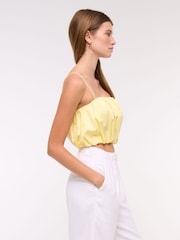 Abercrombie & Fitch Yellow Cropped Bubble Hem Cami Top - Image 2 of 6