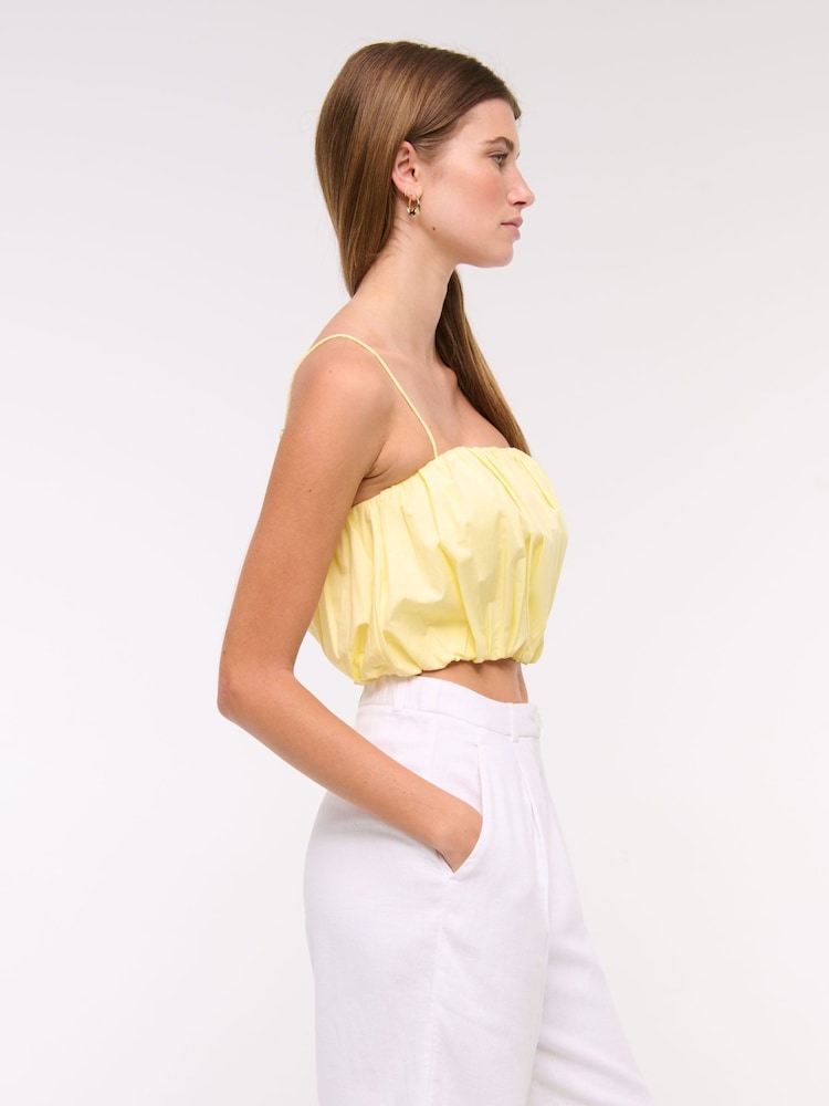 Abercrombie & Fitch Yellow Cropped Bubble Hem Cami Top - Image 2 of 6