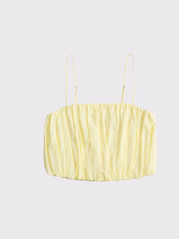 Abercrombie & Fitch Yellow Cropped Bubble Hem Cami Top - Image 6 of 6