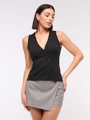 Abercrombie & Fitch Asymetric Button Through Longline Knitted Top - Image 1 of 6