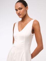Abercrombie & Fitch Bubble Hem White Midi Dress - Imagen 3 de 7