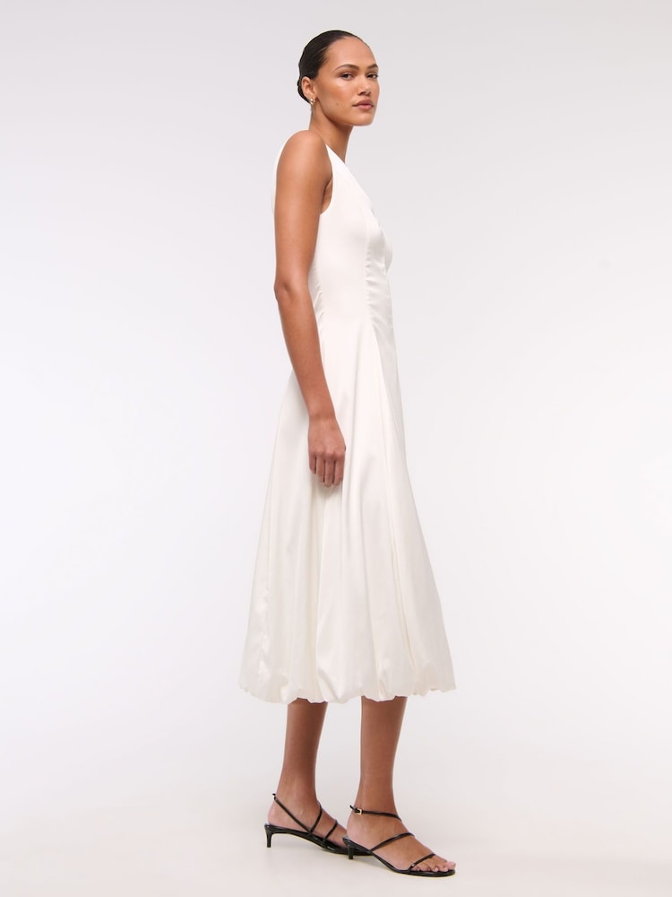 Abercrombie & Fitch Bubble Hem White Midi Dress - Image 5 of 7