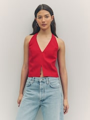 Abercrombie & Fitch Red Clean Front Halter Neck Top - Image 1 of 4