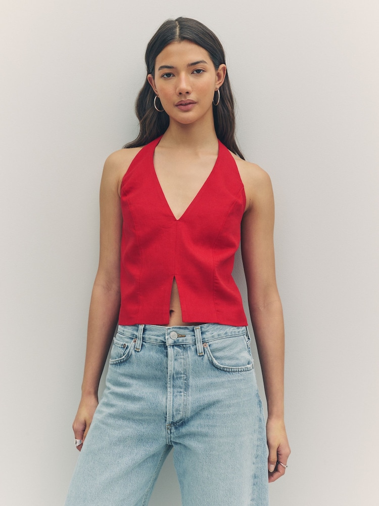 Abercrombie & Fitch Red Clean Front Halter Neck Top - Image 1 of 4