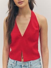 Abercrombie & Fitch Red Clean Front Halter Neck Top - Image 3 of 4