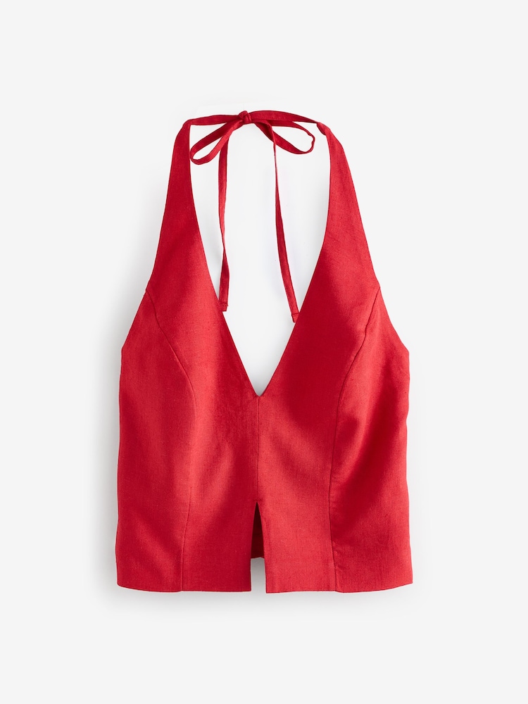 Abercrombie & Fitch Red Clean Front Halter Neck Top - Image 4 of 4