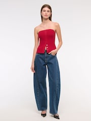 Abercrombie & Fitch Strapless Button Through Knitted Tube Top - Image 4 of 7