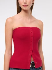 Abercrombie & Fitch Strapless Button Through Knitted Tube Top - Image 5 of 7