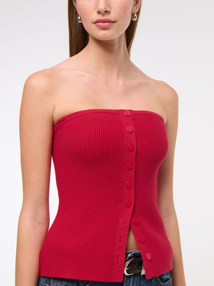Abercrombie & Fitch Strapless Button Through Knitted Tube Top - Image 5 of 7
