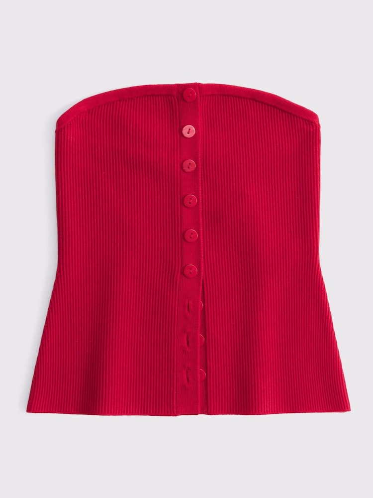 Abercrombie & Fitch Strapless Button Through Knitted Tube Top - Image 6 of 7