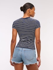 Abercrombie & Fitch High Rise Mom Denim Shorts With Destroy - Image 2 of 6