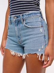 Abercrombie & Fitch High Rise Mom Denim Shorts With Destroy - Image 5 of 6