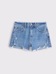 Abercrombie & Fitch High Rise Mom Denim Shorts With Destroy - Image 6 of 6