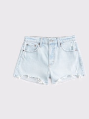 Blau - Abercrombie & Fitch High Rise Mom Denim Shorts With Destroy - Bild 7 von 7