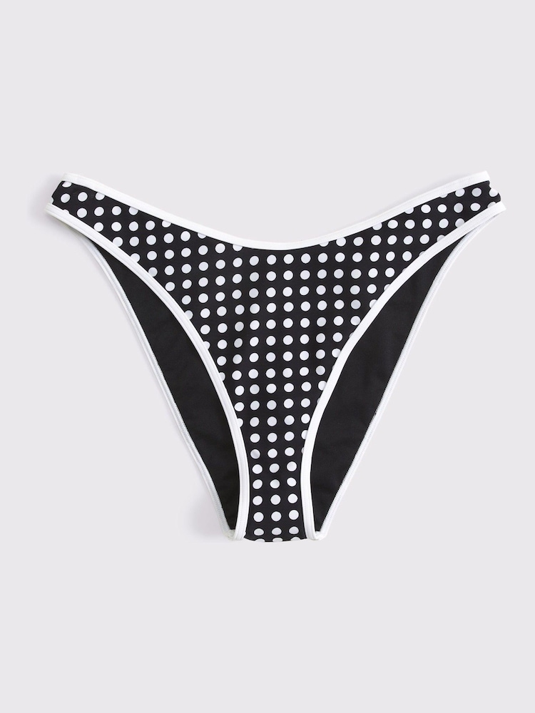 Abercrombie & Fitch High Leg Polka Dot Black Bikini Bottoms - Image 5 of 5