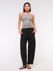 Abercrombie & Fitch Poplin Pull On Barrel Leg 100% Cotton Trousers - Image 1 of 6