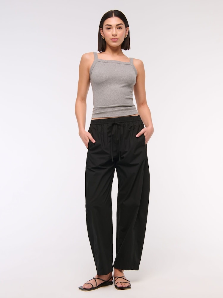 Abercrombie & Fitch Poplin Pull On Barrel Leg 100% Cotton Trousers - Image 1 of 6