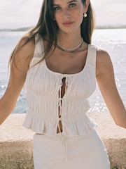 Abercrombie & Fitch Ruched Tie Front Top - Image 1 of 8