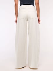 Abercrombie & Fitch Cream Mid Rise Ultra Wide Leg Jeans - Image 3 of 7