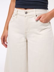 Abercrombie & Fitch Cream Mid Rise Ultra Wide Leg Jeans - Image 5 of 7