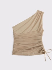 Castanho - Abercrombie & Fitch Mesh One Shoulder Cinched Waist Top - Imagem 6 de 6