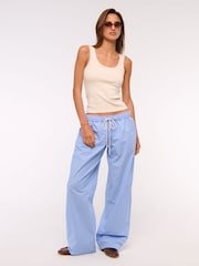 Abercrombie & Fitch Stripe Cotton Poplin Pull On Trousers - Image 1 of 7