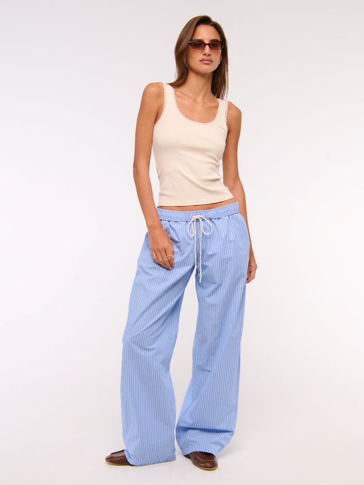 Abercrombie & Fitch Stripe Cotton Poplin Pull On Trousers - Image 1 of 7