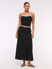 Черный - Льняная юбка макси Abercrombie & Fitch Blend - Изображение 1 из 6