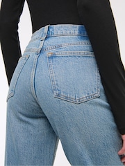 Abercrombie & Fitch Blue Medium Clean Mid Rise Straight Leg Jeans - Image 6 of 7