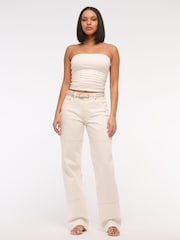 Abercrombie & Fitch Cream Utility Low Rise Baggy Jeans - Image 1 of 6