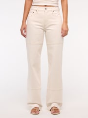 Abercrombie & Fitch Cream Utility Low Rise Baggy Jeans - Image 2 of 6