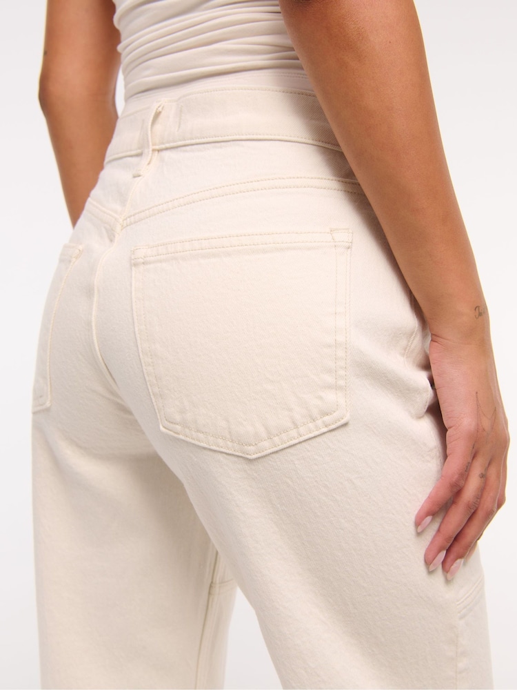 Abercrombie & Fitch Cream Utility Low Rise Baggy Jeans - Image 6 of 6