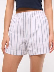 Abercrombie & Fitch Blue Stripe Poplin Pull On Shorts - Image 1 of 6