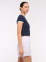 Abercrombie & Fitch Blue Stripe Poplin Pull On Shorts - Image 4 of 6