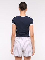 Abercrombie & Fitch Blue Stripe Poplin Pull On Shorts - Image 5 of 6