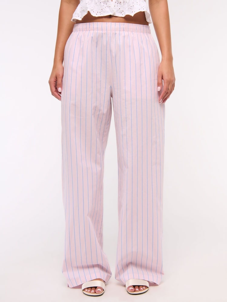 Abercrombie & Fitch Stripe Cotton Poplin Pull On Trousers - Image 1 of 7