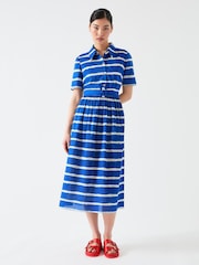 LK Bennett Brielle Mazarine Birch Stripe Voile 100% Cotton Shirt Dress - Imagen 1 de 4