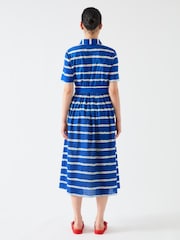 LK Bennett Brielle Mazarine Birch Stripe Voile 100% Cotton Shirt Dress - Imagen 2 de 4