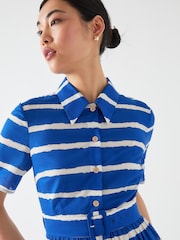 LK Bennett Brielle Mazarine Birch Stripe Voile 100% Cotton Shirt Dress - Imagen 4 de 4