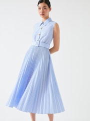 LK Bennett Hally Blend Ermeløs Plissert Stripete Kjole - Bilde 2 av 4