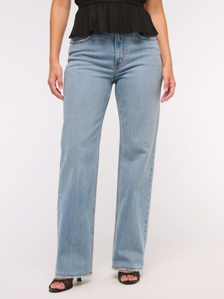 Abercrombie & Fitch Blue Curvy 90s Relaxed Clean Hem Jeans - Image 2 of 7
