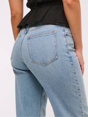Abercrombie & Fitch Blue Curvy 90s Relaxed Clean Hem Jeans - Image 6 of 7