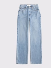 Abercrombie & Fitch Blue Curvy 90s Relaxed Clean Hem Jeans - Image 7 of 7