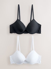 Black/White Push Up Pad Plunge A-E Smoothing Bras 2 Pack - Image 1 of 5
