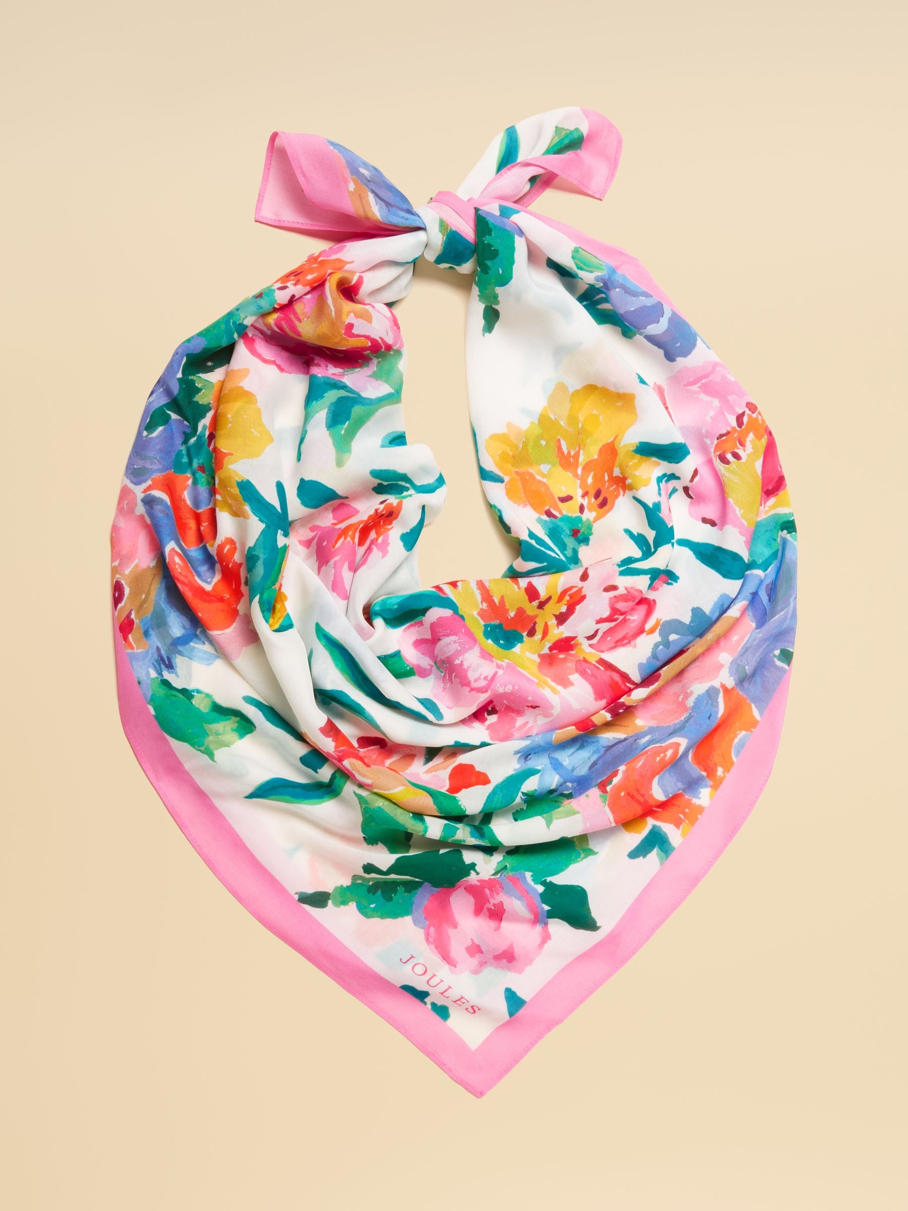Joules Women's Middleton Lightweight Scarf White Artist Floral One