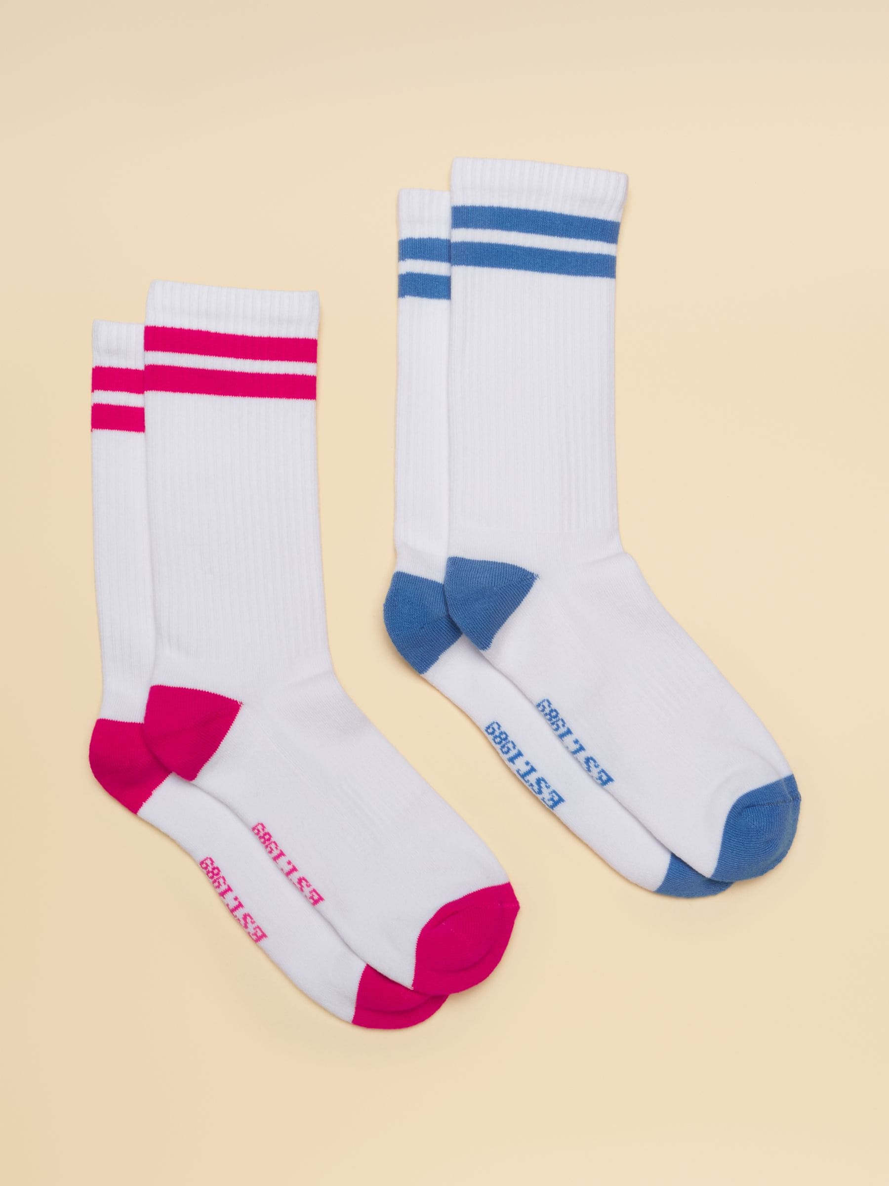 Joules Women's Volley Crew Tennis Sock 2 Pack (-8) Pink Blue One