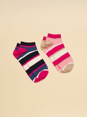 Joules Rilla Pink Blue 2 Pack Trainer Socks - Image 1 of 3