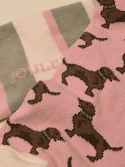 Joules Women's Rilla Pink Green Trainer Socks 2 Pack (size 4-8) - Image 3 of 3