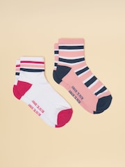 Joules Women's Volley Pink Blue Tennis Sock 2 Pack (size 4-8) - Image 1 of 3