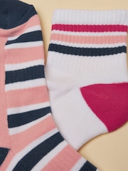 Joules Women's Volley Pink Blue Tennis Sock 2 Pack (size 4-8) - Image 2 of 3